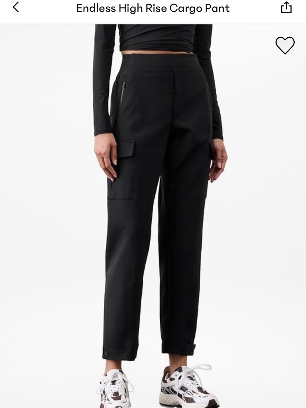 Athleta Endless High-Rise Cargo Pant - Black - Size 10